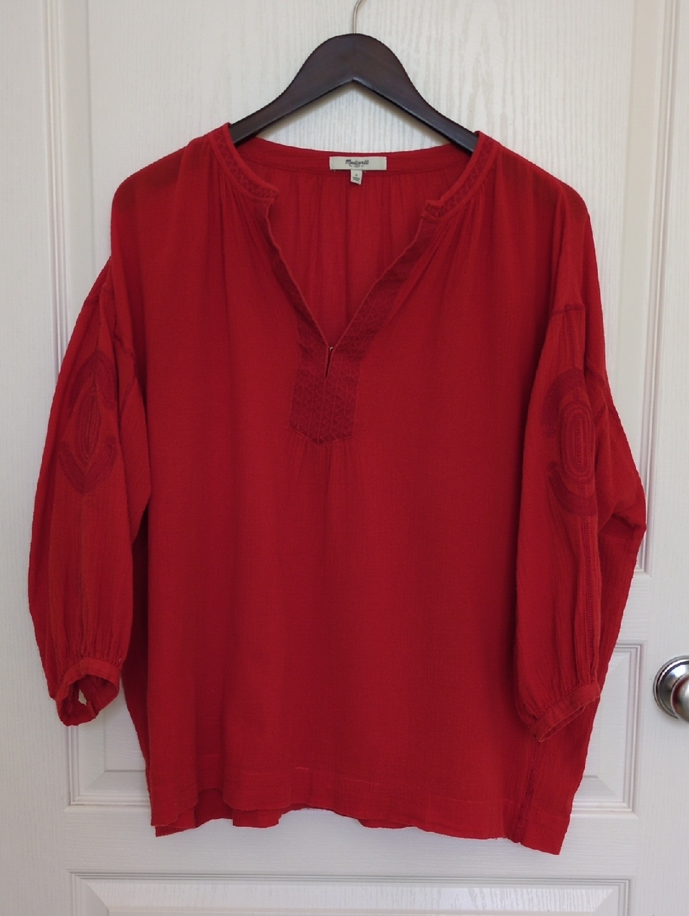 Madewell Red Peasant Blouse